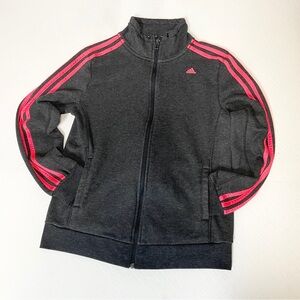 Adidas Sport Essential‎ Women's Gray Pink Zip up Track Jacket Size Medium